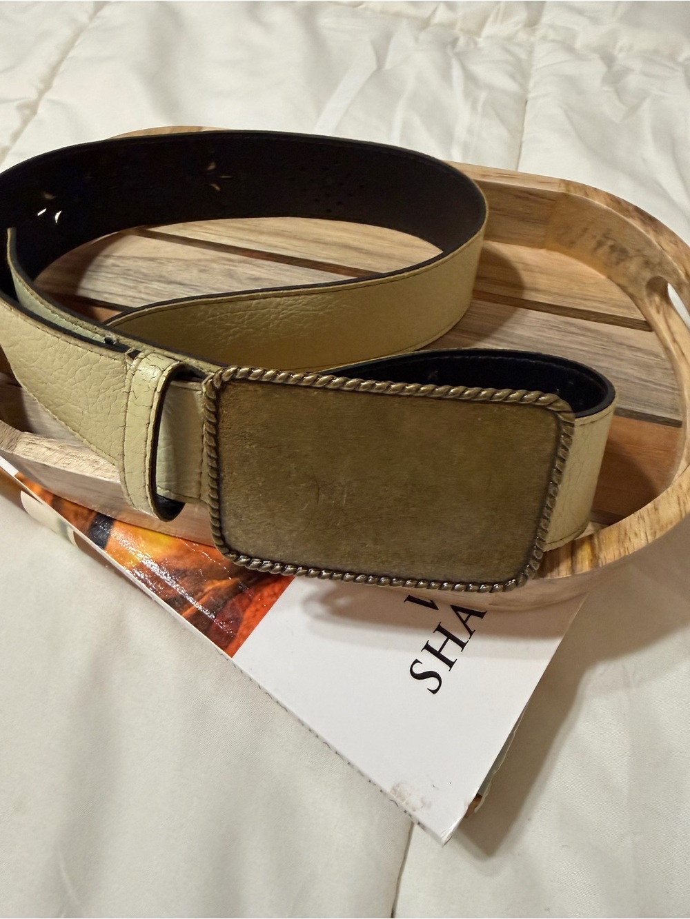 Women’s Wide Leather Belt with Decorative Buckle